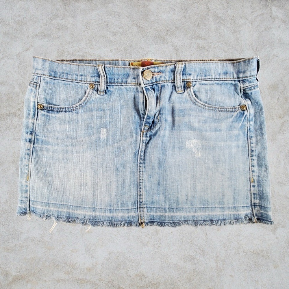 Old Navy Mini Skirt Womens 10 Blue Babydoll Y2K Micro Ultra Low Waist Thigh High
